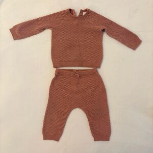 H&M Kids Knit Two-Piece Set in Rust Brown